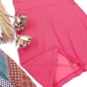 New Eddie Bauer High Waist Pink Coral Striped Activewear Skirt Sz M
